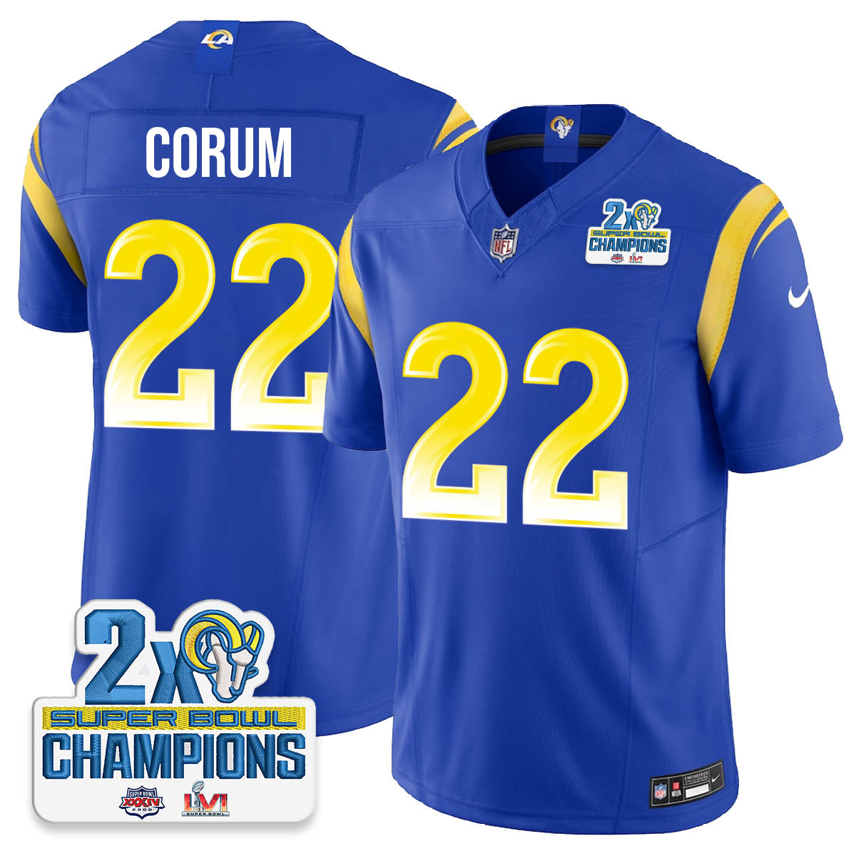 LAR 2-Time Champions Patch Vapor Limited Jersey - All Stitched