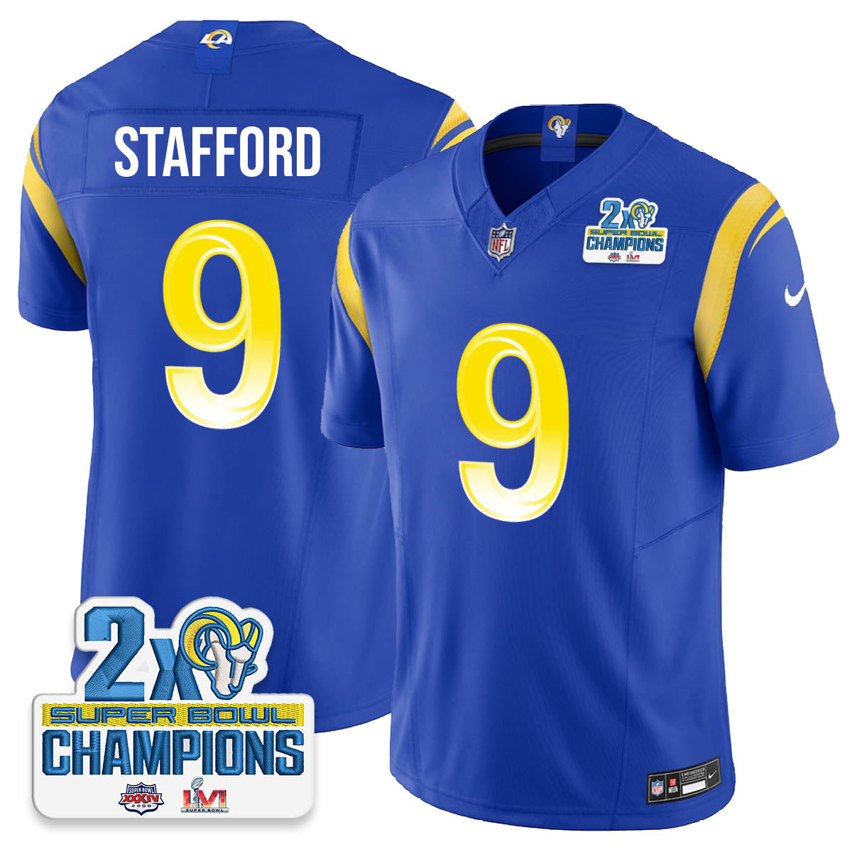 LAR 2-Time Champions Patch Vapor Limited Jersey - All Stitched 1