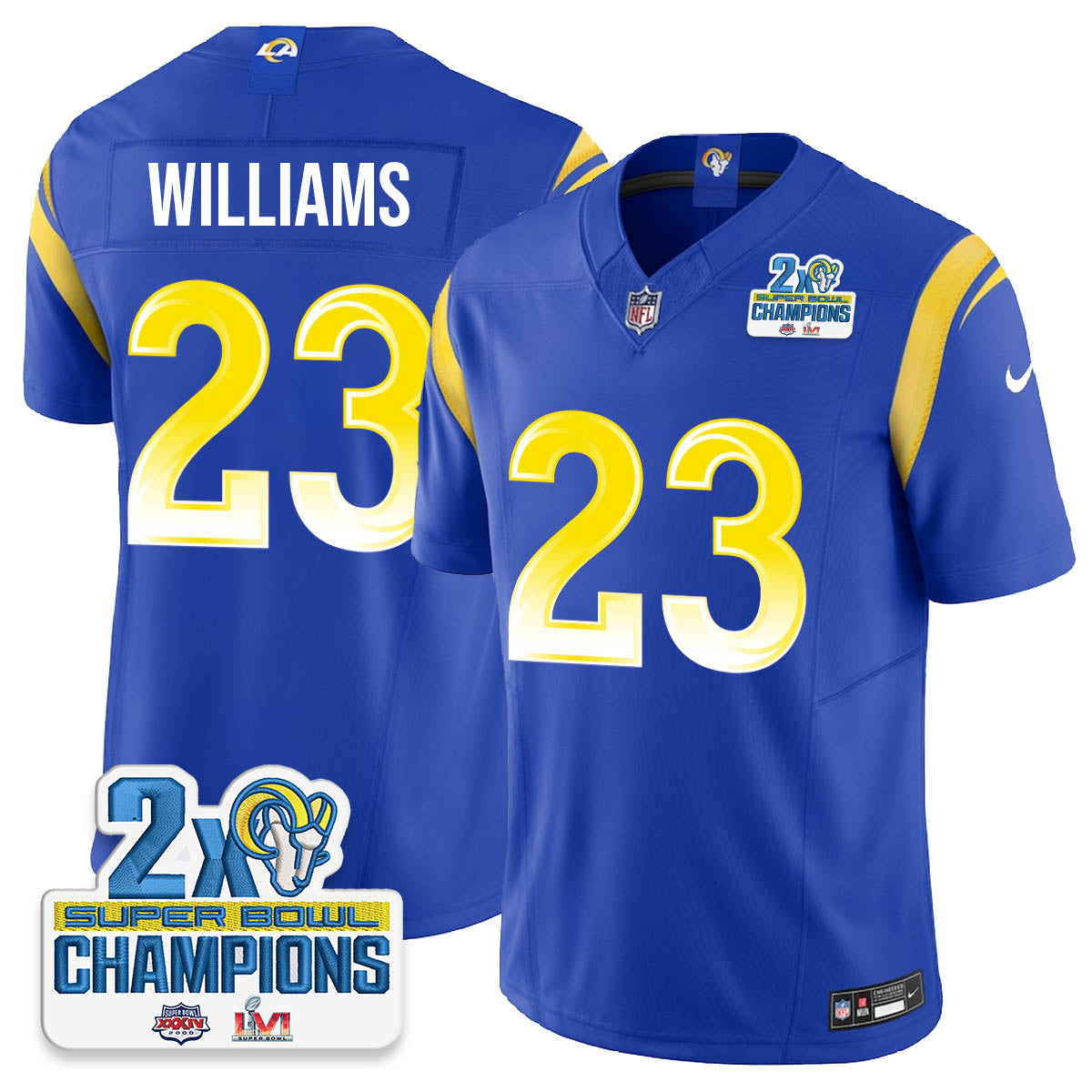 LAR 2-Time Champions Patch Vapor Limited Jersey - All Stitched