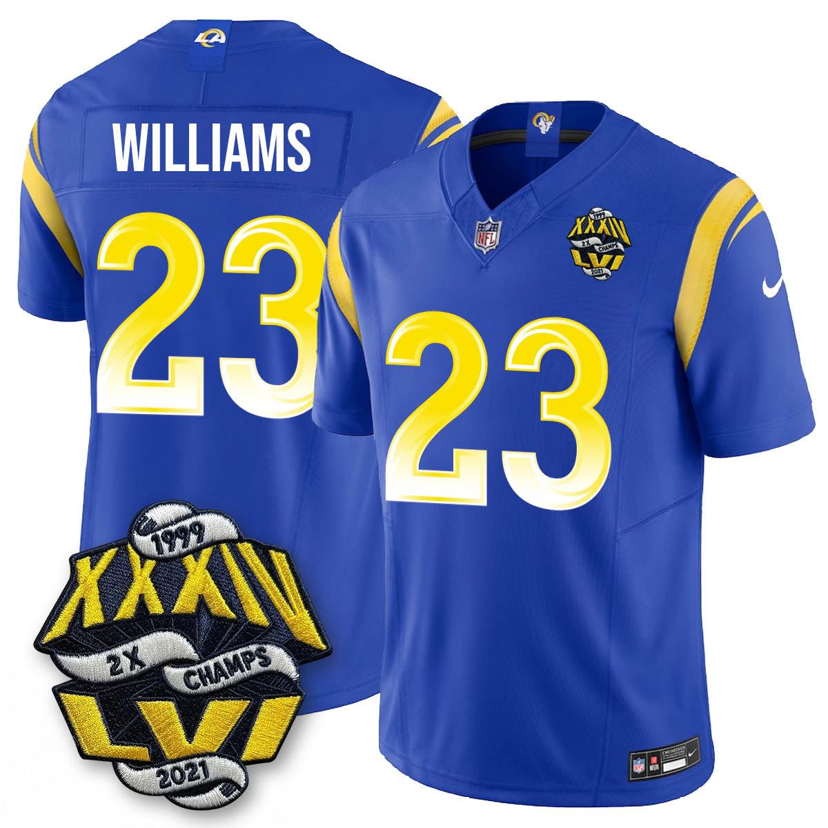 LAR 2-Time Champions Patch Vapor Limited Jersey - All Stitched