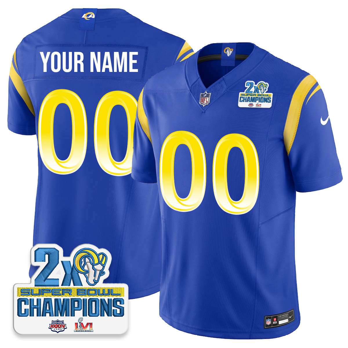 LAR 2-Time Champions Patch Vapor Limited Jersey - All Stitched 1