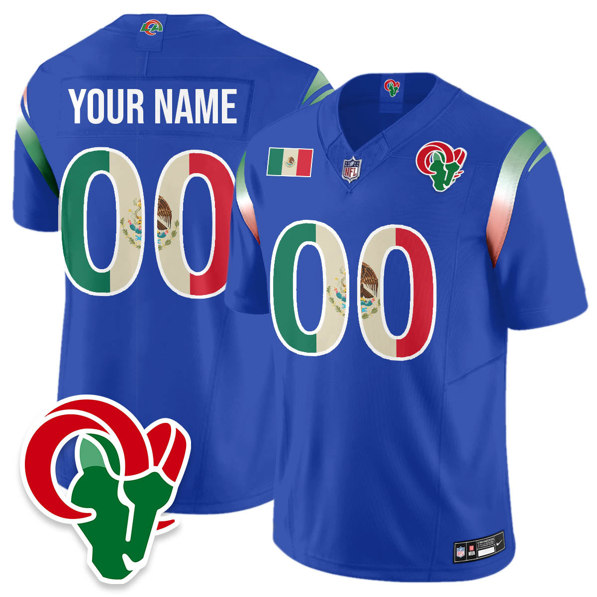 LAR Mexico Vapor Limited Custom Jersey - All Stitched