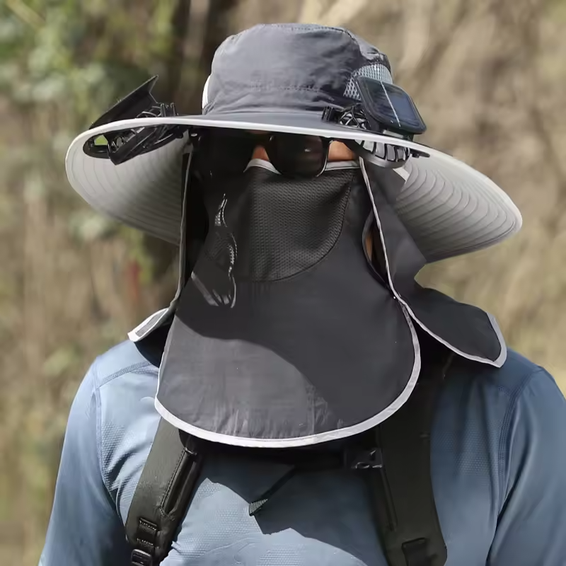 Big Brim Solar Rechargeable Fan Fishing Hats