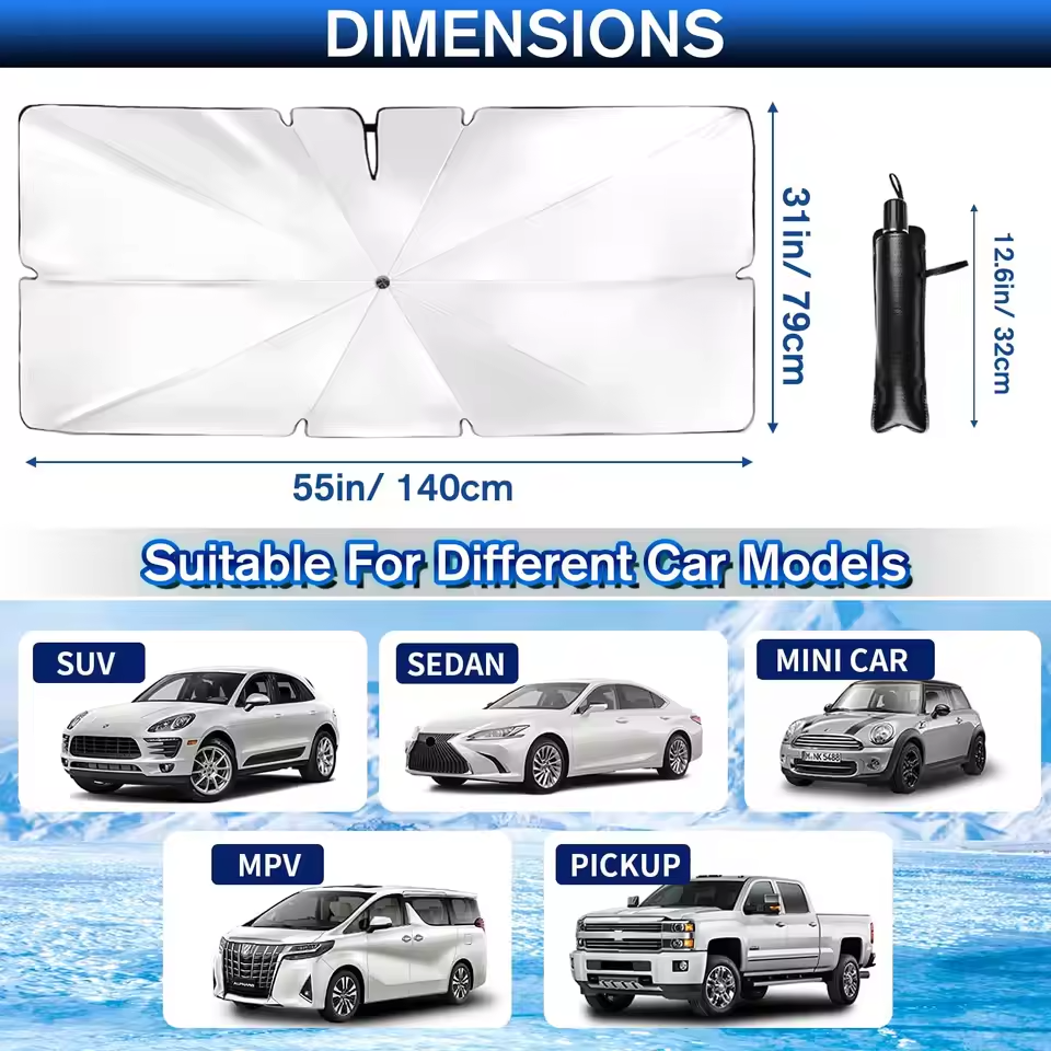 Car Sunshade Umbrella with 360°Rotation