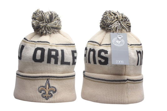 NO Cuffed Knit Hat with Pom - Embroidered Patch