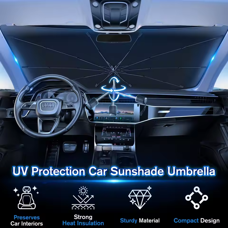 UV Protection Car Sunshade Umbrella with 360°Rotation