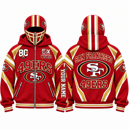 SF Streetwear Style Personalized Mask Zip Up Hoodie - Printed V1