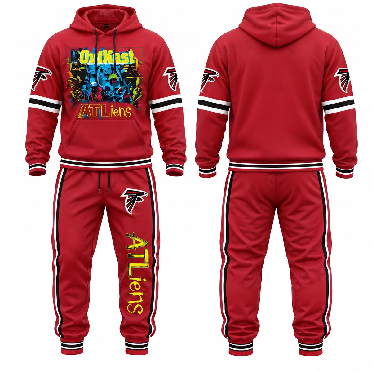 ATL ATliens Streetwear Hoodie Pants Set - Printed