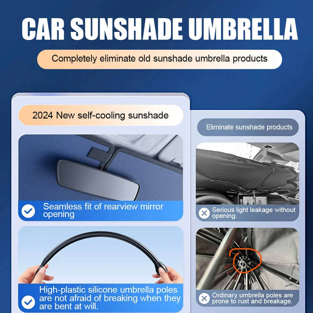 Car Sunshade Umbrella with 360°Rotation