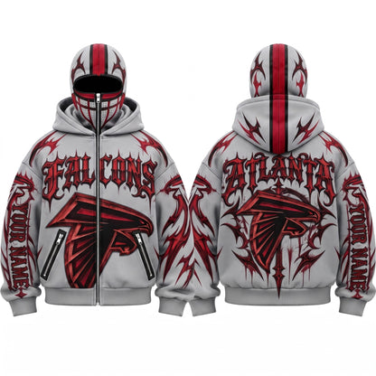 ATL Gothic Style Personalized Mask Zip Up Hoodie - Printed