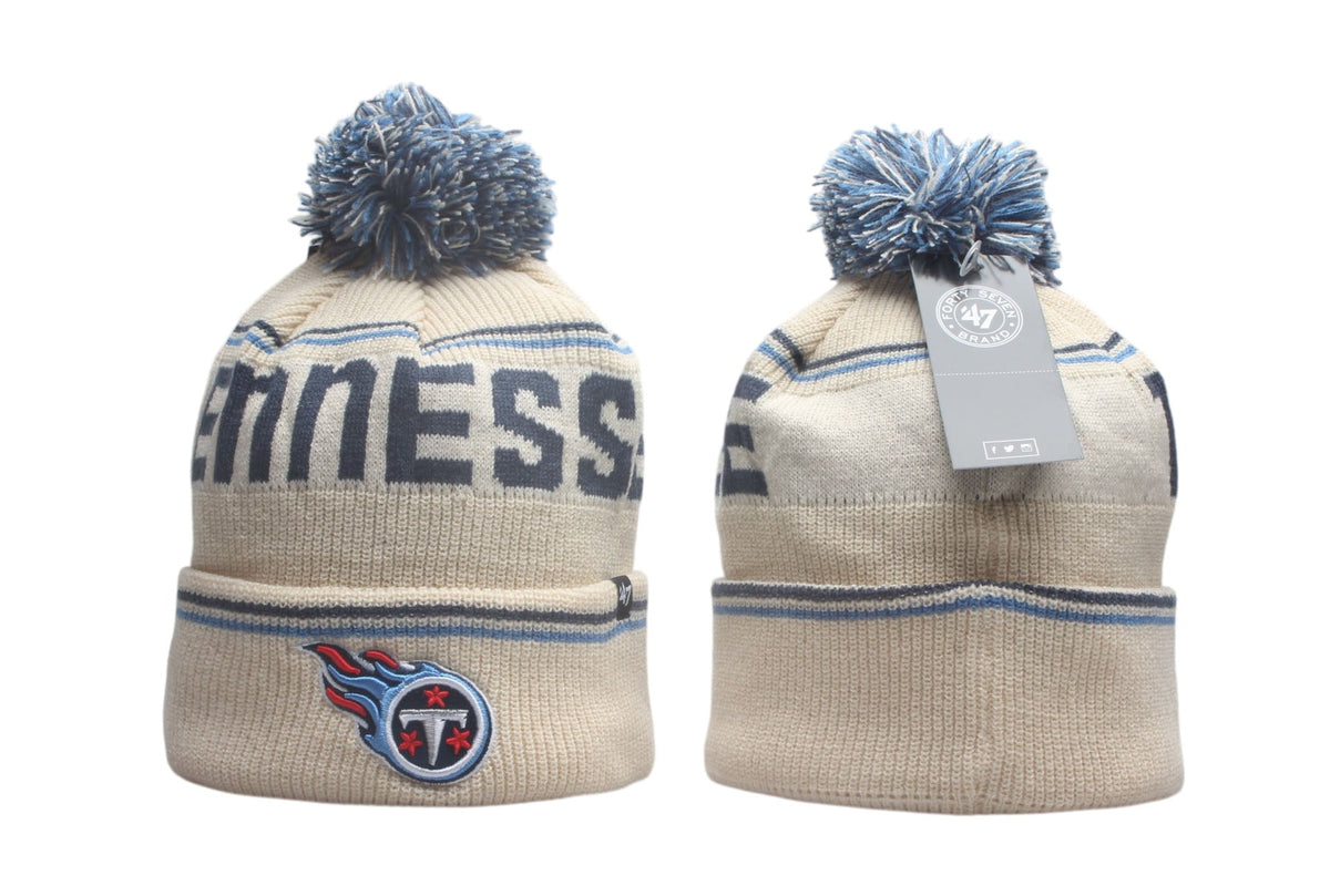 Tennessee Titans Cuffed Knit Hat with Pom - Embroidered Patch