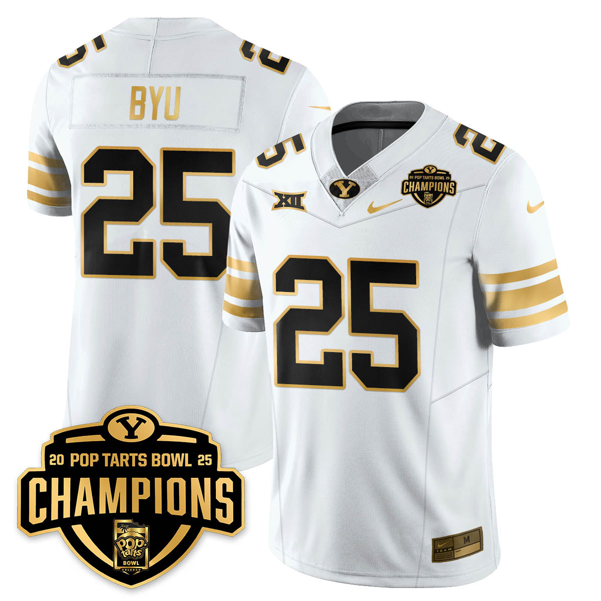 BYU Cougars Football 2025 Pop-Tarts Bowl Champions Gold Jersey - All Stitched