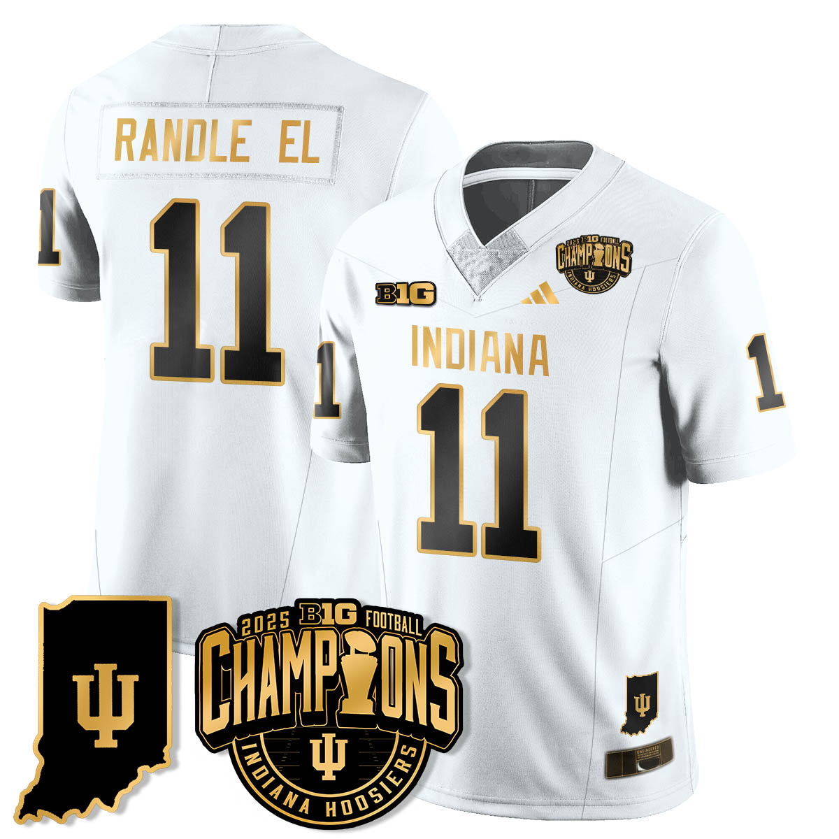 Indiana H Vapor Limited Football Gold Jersey - Big 10 Champions - All Stitched
