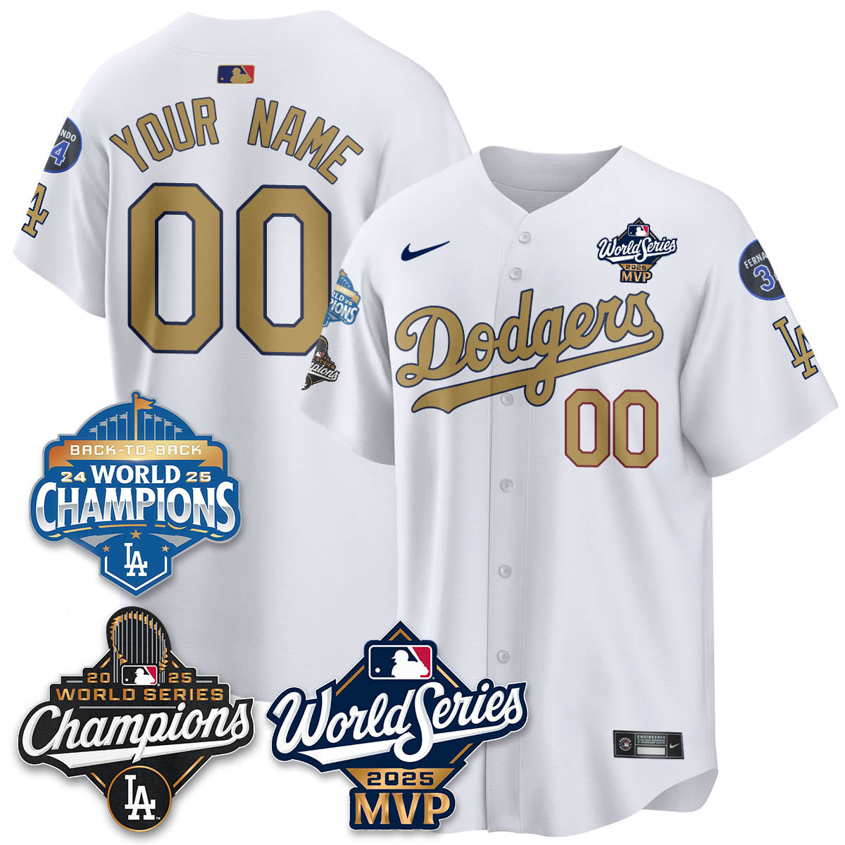Yoshinobu Yamamoto LAD 2025 World Series MVP Custom Jersey - All Stitched