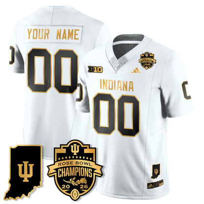 Custom Indiana H Vapor Limited Football Gold Jersey - Rose Bowl Champions - All Stitched