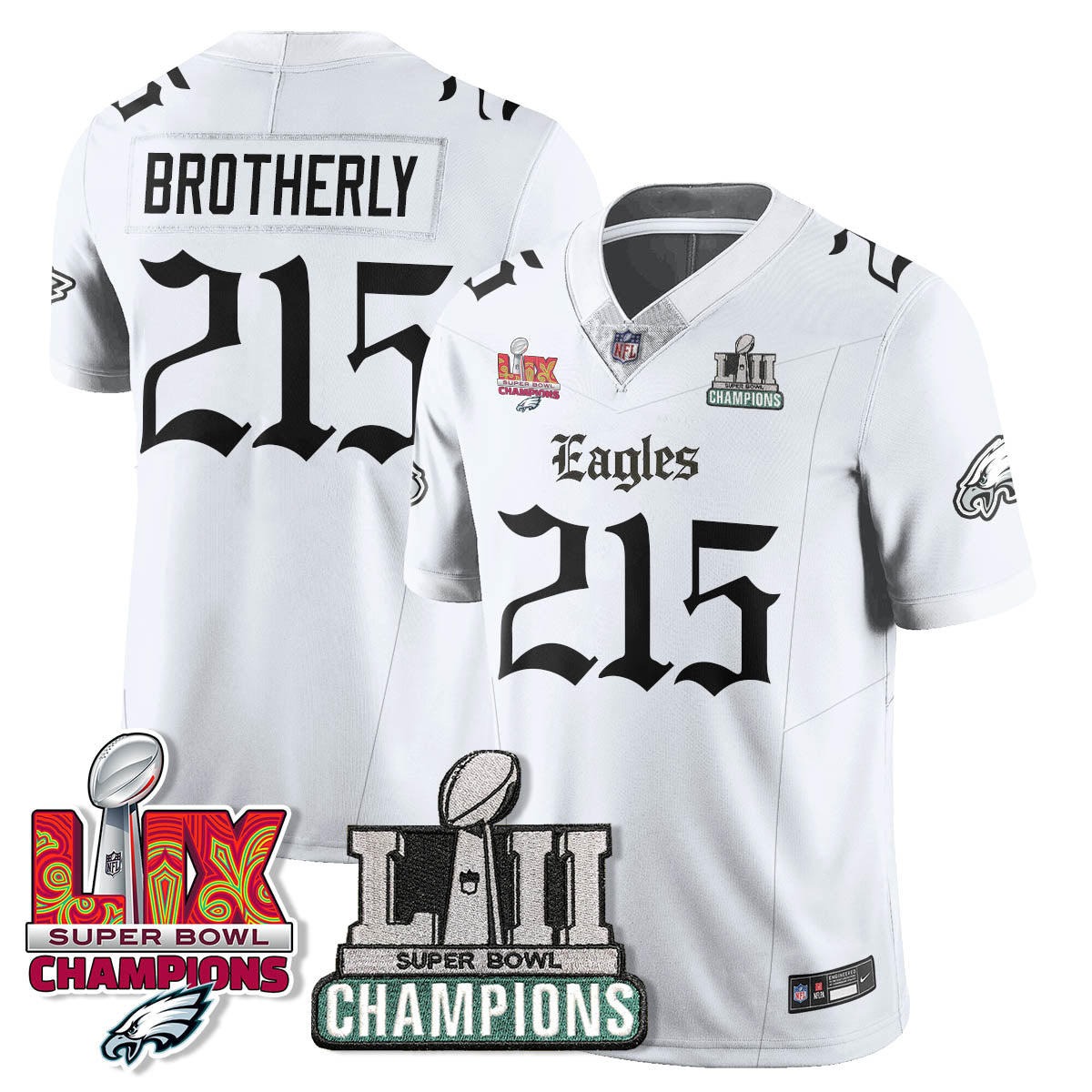PHI 'Gothic Philly' LII-LIX Super Bowl Champions Vapor Limited Jersey - All Stitched