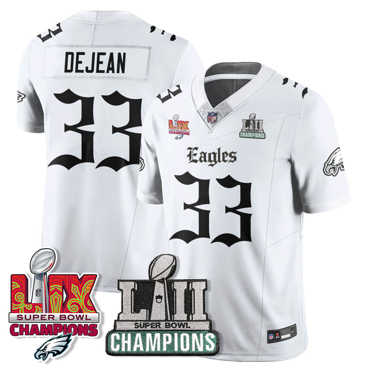 PHI 'Gothic Philly' LII-LIX Super Bowl Champions Vapor Limited Jersey - All Stitched