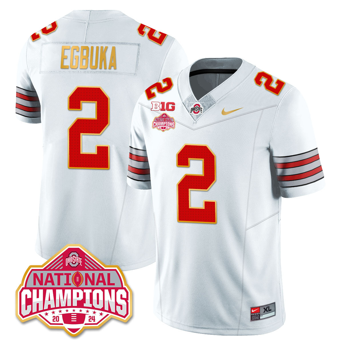 OSU 'Heritage Stripe' 2025 CFP Patch - National Champions Gold Jersey - All Stitched