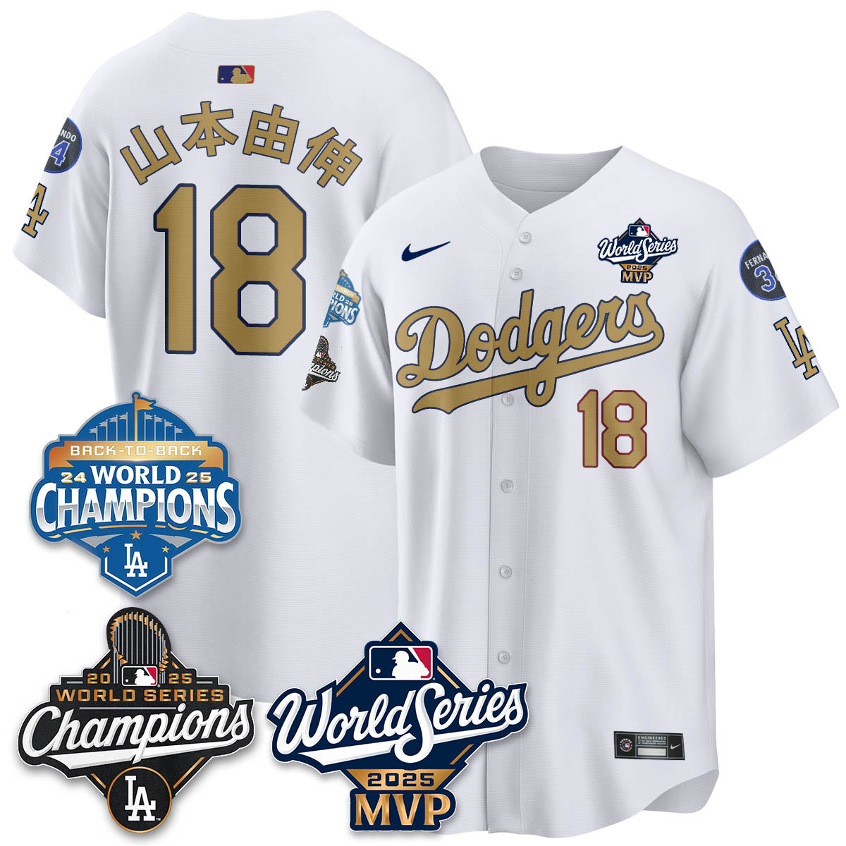 Yoshinobu Yamamoto LAD 2025 World Series MVP Jersey - All Stitched
