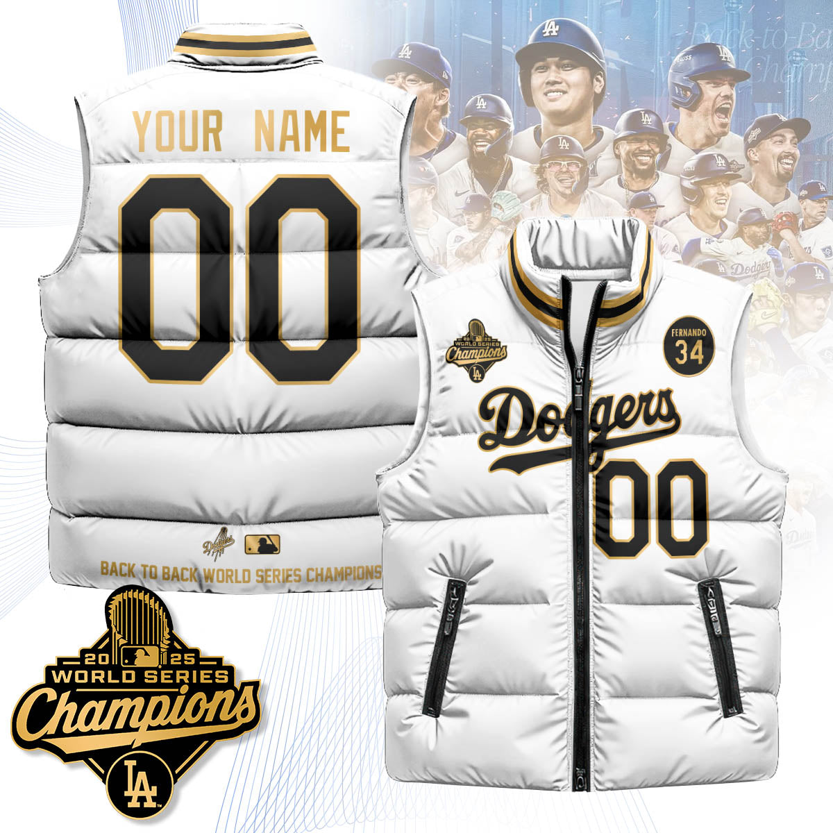 LAD 2025 World Series Champions Custom Puffer Vest