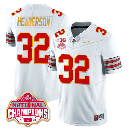 OSU 'Heritage Stripe' 2025 CFP Patch - National Champions Gold Jersey - All Stitched