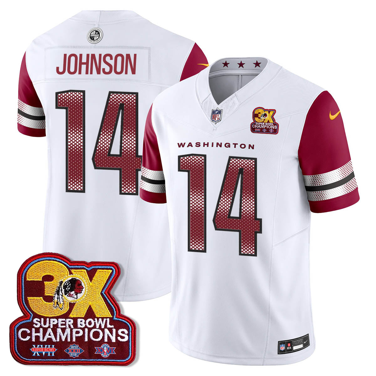 WAS 3-Time Champions Patch Vapor Limited Jersey - All Stitched