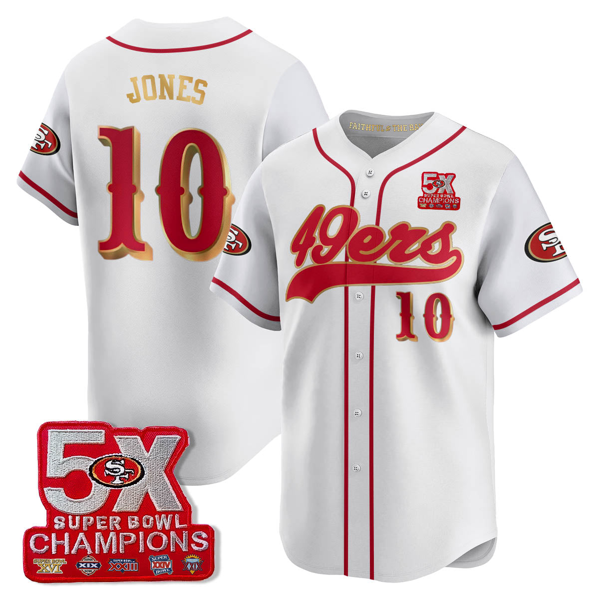 SF 5-Time Champions Patch Vapor Baseball Jersey - All Stitched