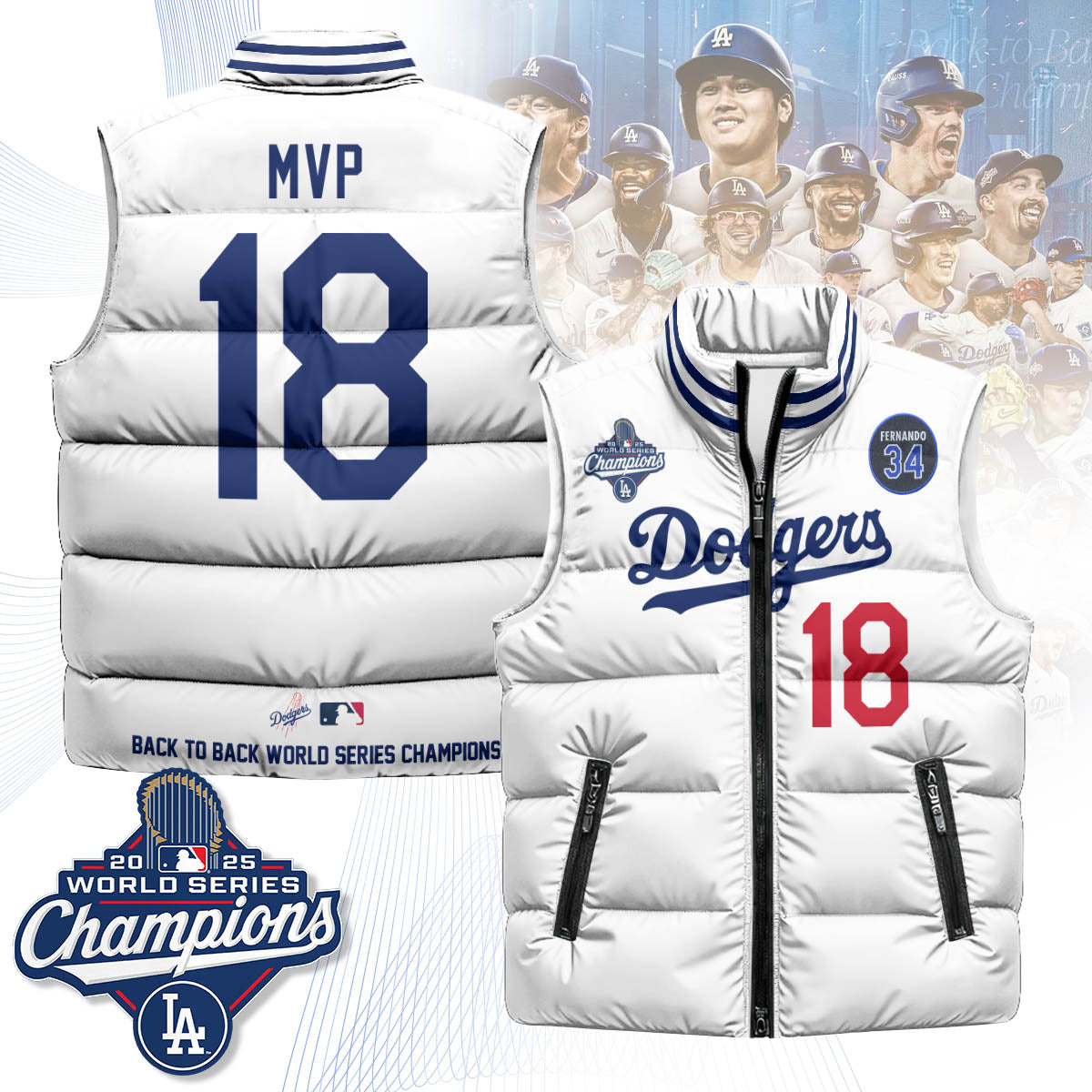LAD 2025 World Series Champions Puffer Vest