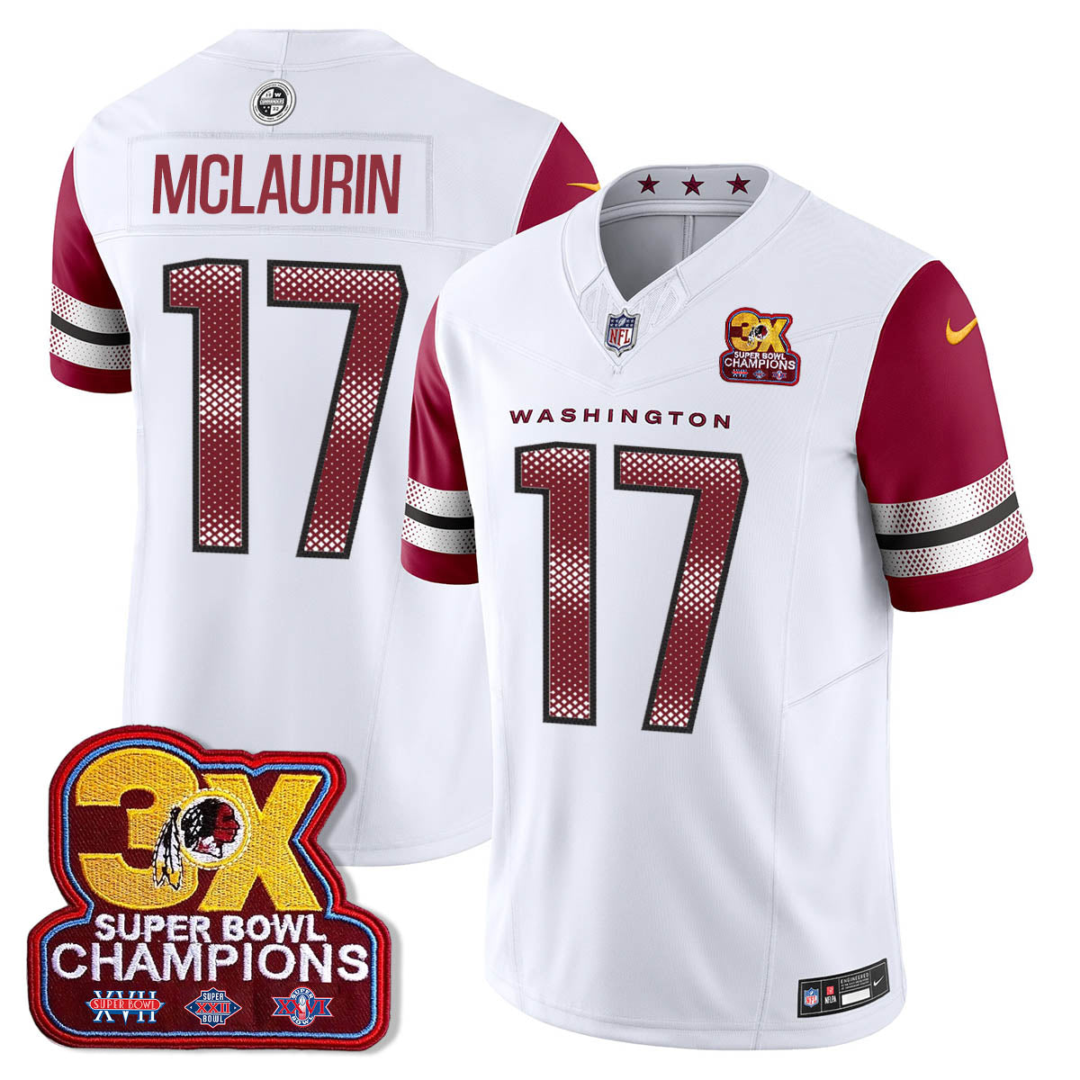 WAS 3-Time Champions Patch Vapor Limited Jersey - All Stitched
