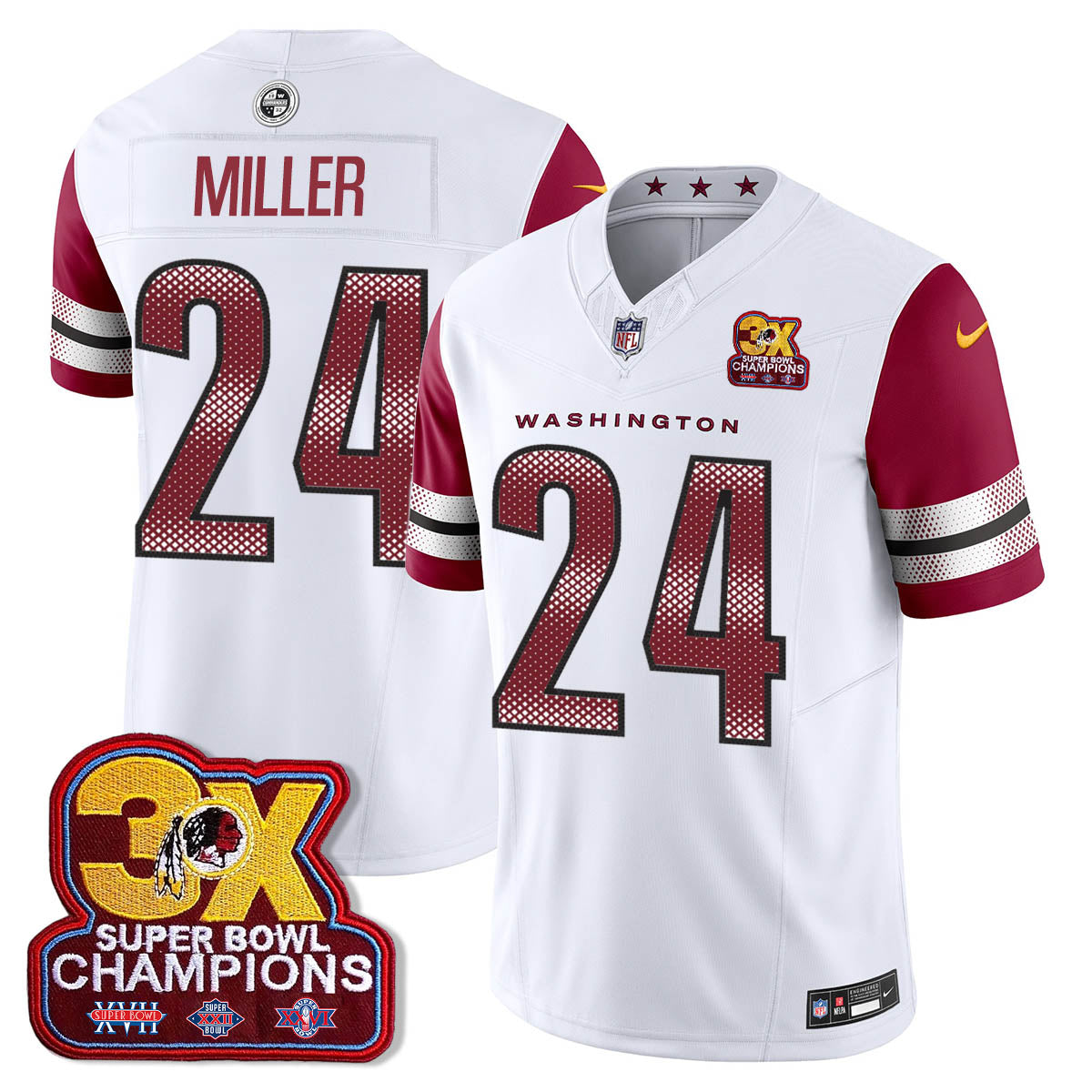 WAS 3-Time Champions Patch Vapor Limited Jersey - All Stitched