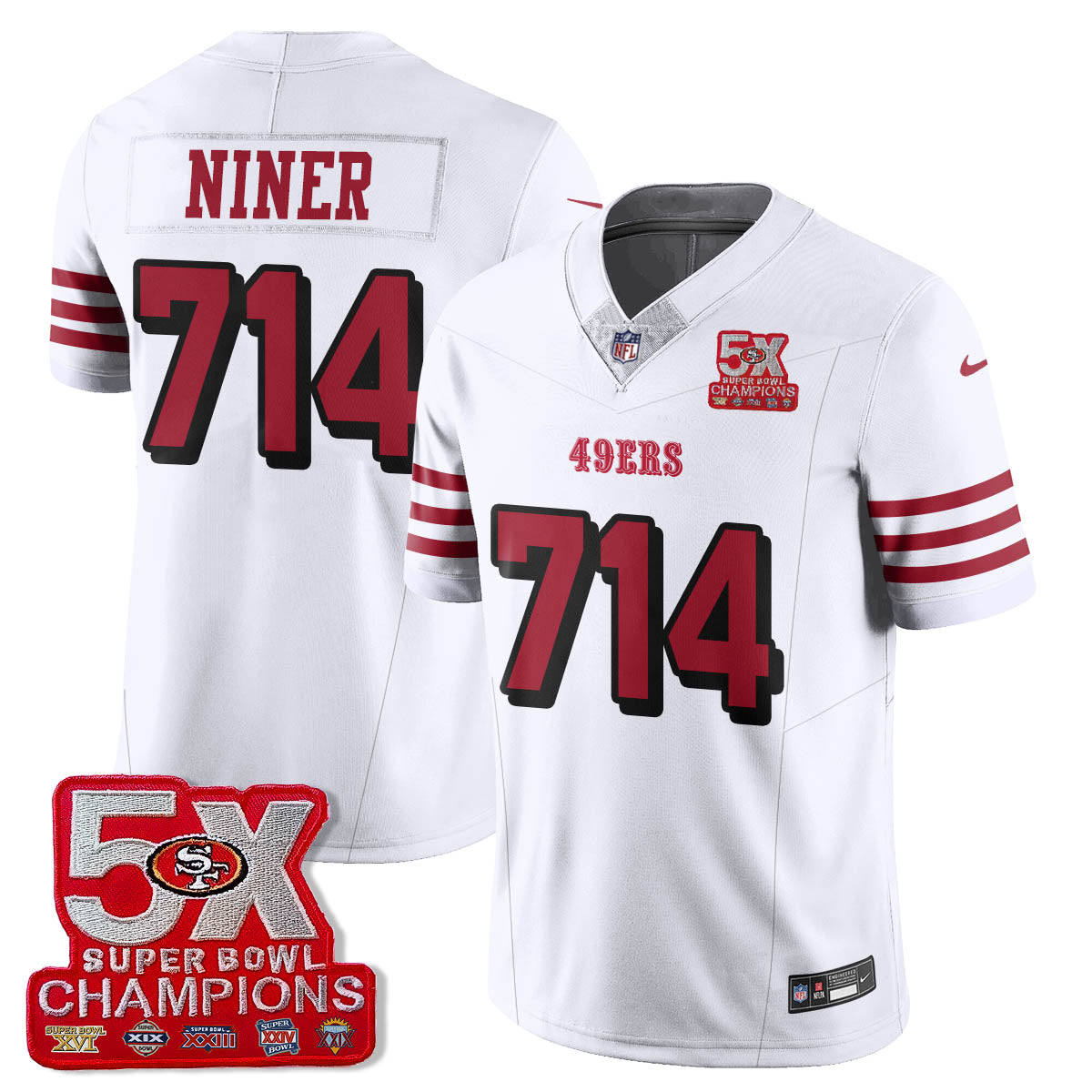 SF 5-Time Champions Patch Vapor Limited Jersey - All Stitched