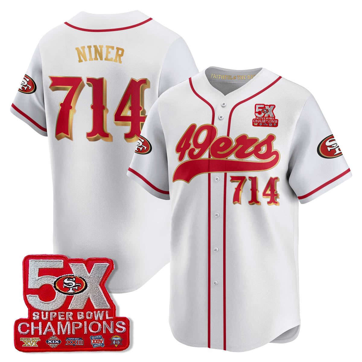 SF 5-Time Champions Patch Vapor Baseball Jersey - All Stitched