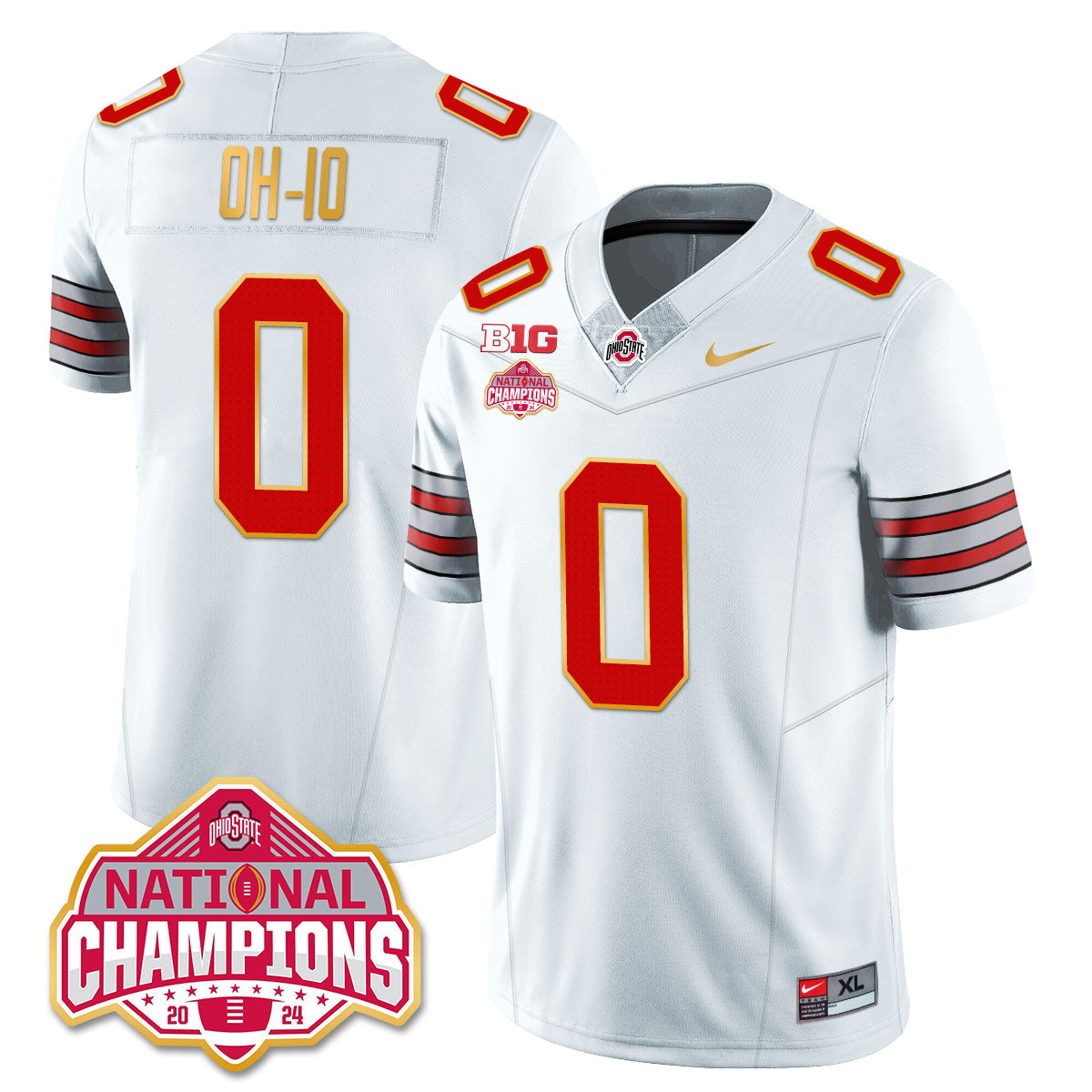 OSU 'Heritage Stripe' 2025 CFP Patch - National Champions Gold Jersey - All Stitched
