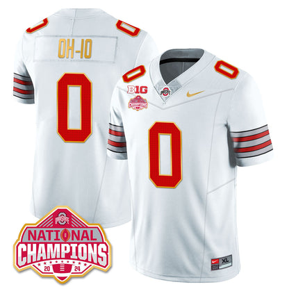 OSU 'Heritage Stripe' 2025 CFP Patch - National Champions Gold Jersey - All Stitched