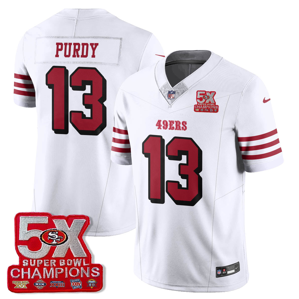 SF 5-Time Champions Patch Vapor Limited Jersey - All Stitched