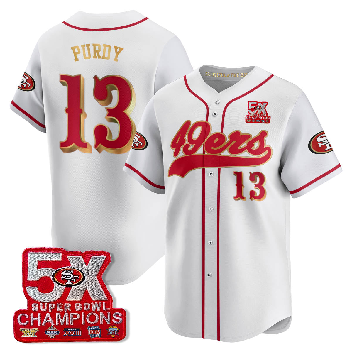 SF 5-Time Champions Patch Vapor Baseball Jersey - All Stitched