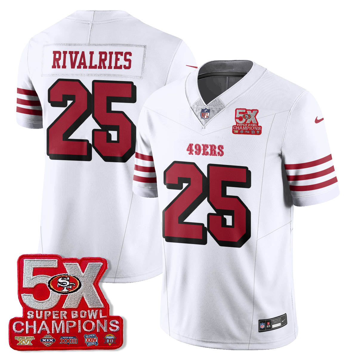 SF 5-Time Champions Patch Vapor Limited Jersey - All Stitched