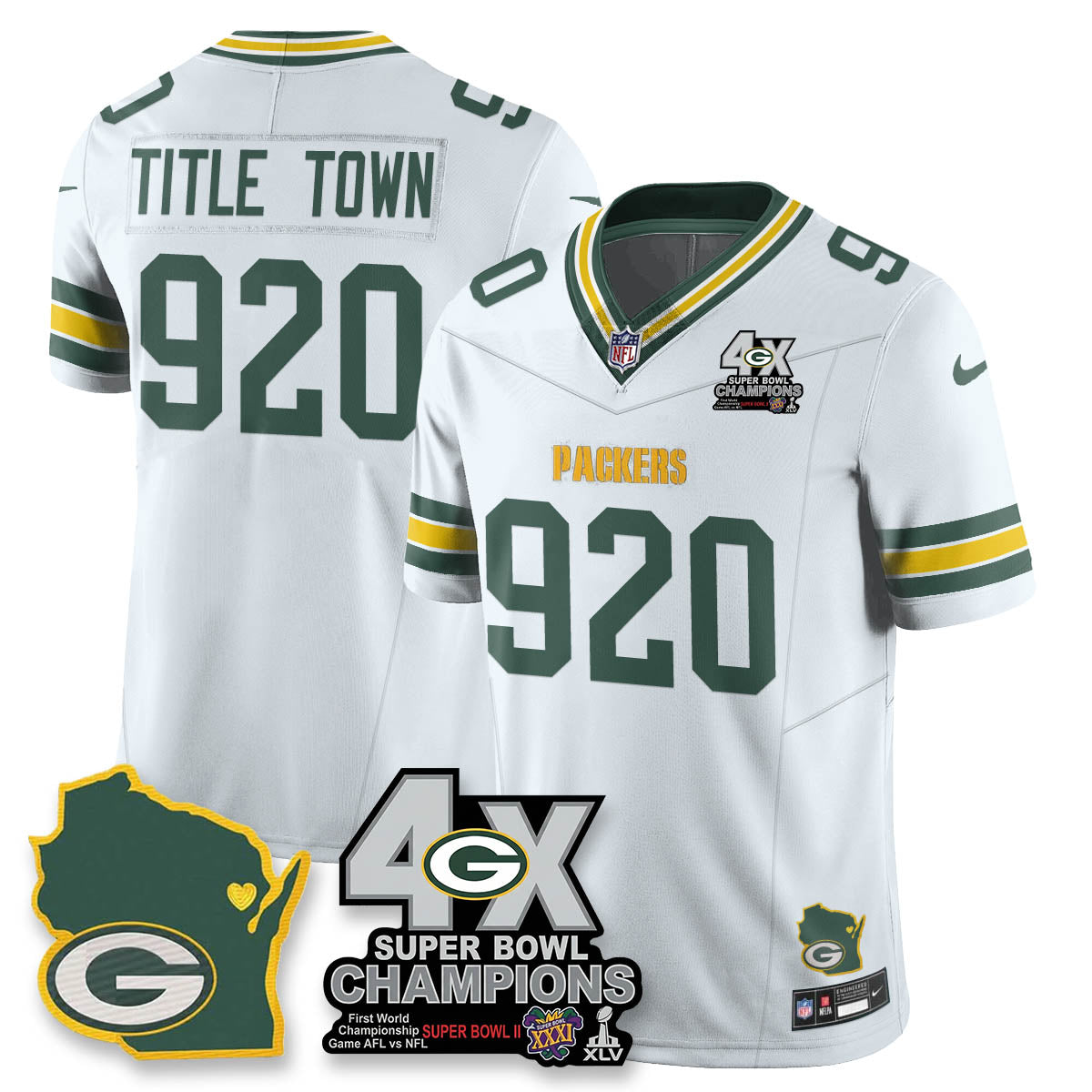 GB 4-Time Champions Patch Vapor Limited Jersey - All Stitched