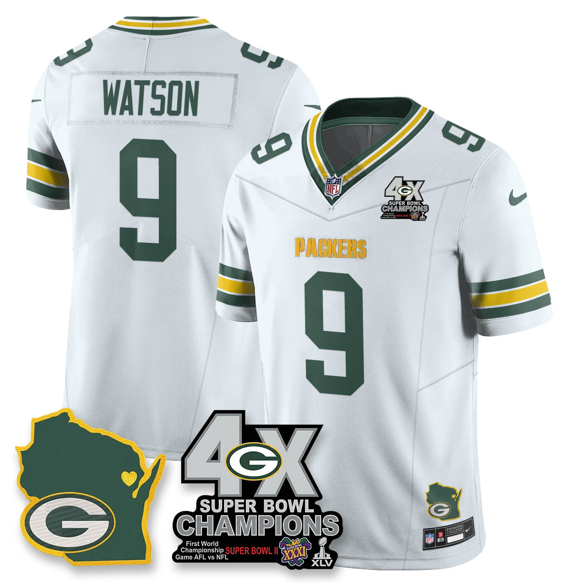 GB 4-Time Champions Patch Vapor Limited Jersey - All Stitched