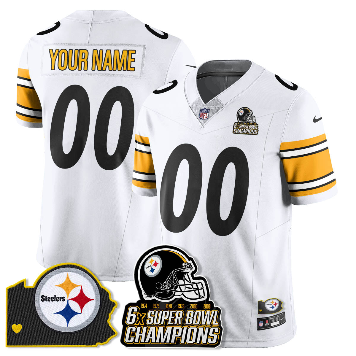 Custom PIT 6-Time Champions Patch Vapor Limited Jersey - All Stitched