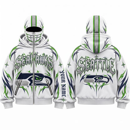 SEA Gothic Style Personalized Mask Zip Up Hoodie - Printed
