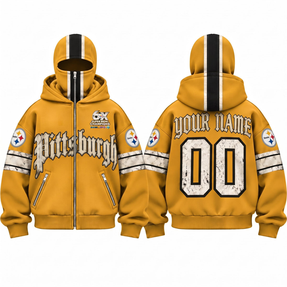 PIT Gothic Style Personalized Mask Zip Up Hoodie - Printed