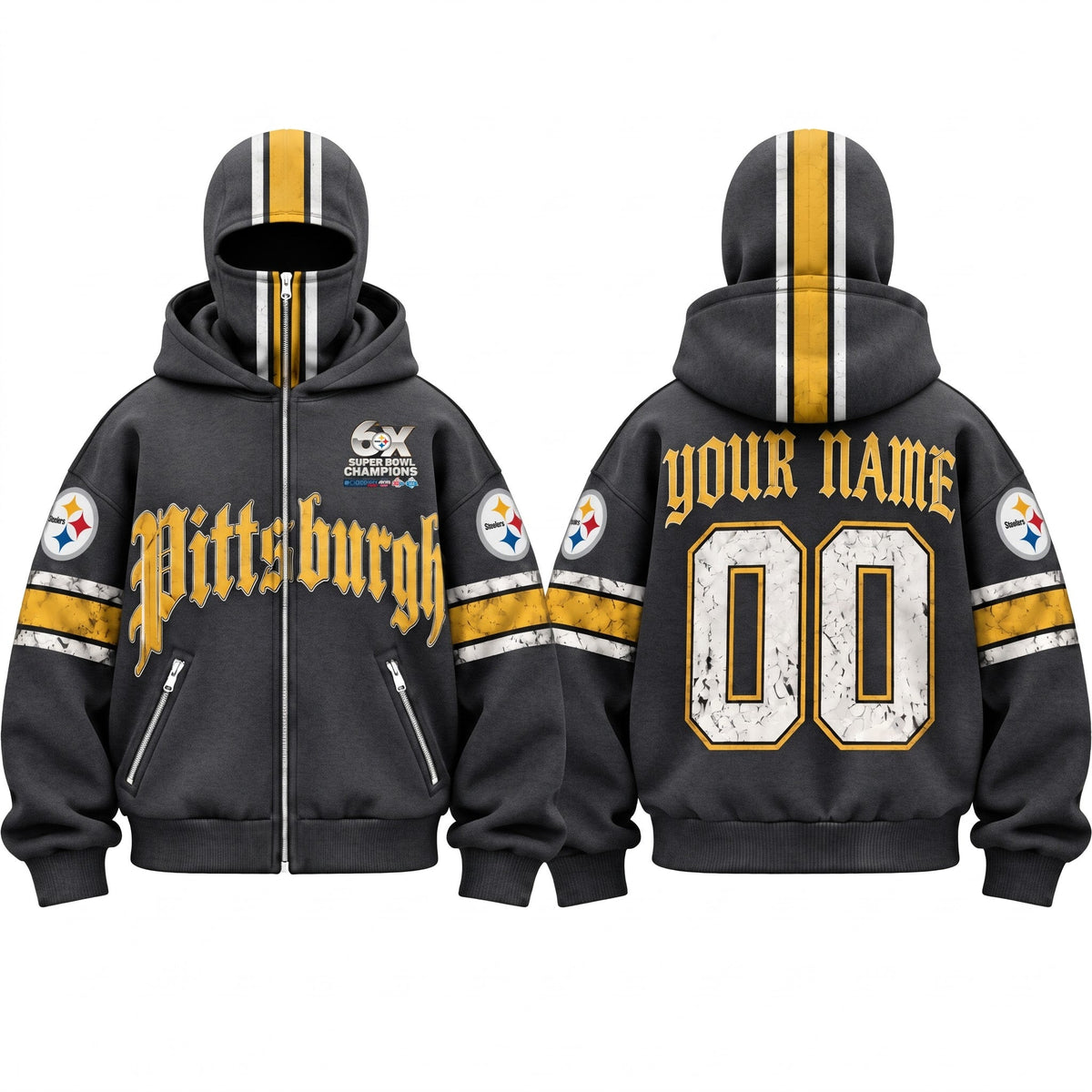PIT Gothic Style Personalized Mask Zip Up Hoodie - Printed