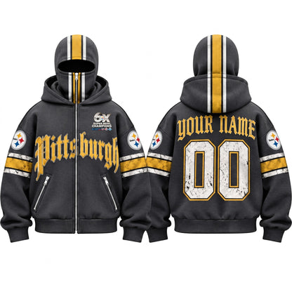 PIT Gothic Style Personalized Mask Zip Up Hoodie - Printed