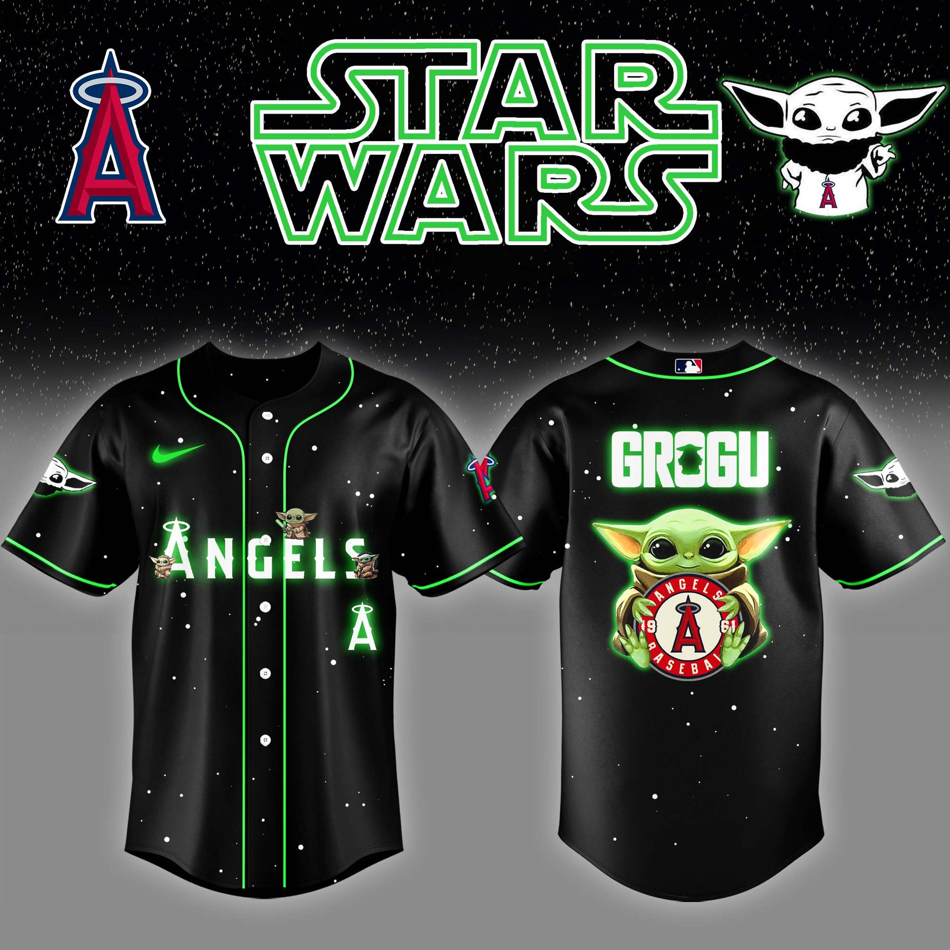 Los Angeles Angels x Stars Grogu Vader Night Baseball Jersey Editions Limited v3