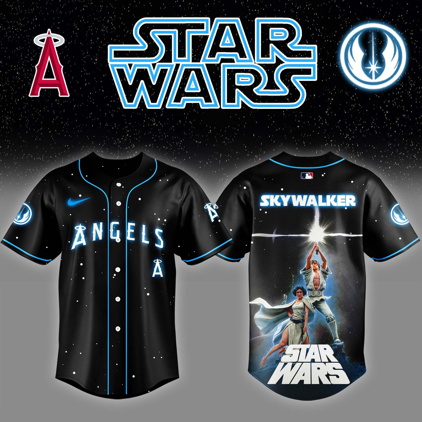 Los Angeles Angels x Stars Luke Skywalker Game Night Baseball Jersey Editions Limited v4