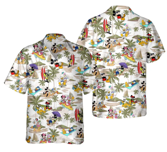 Retro Mickey Friends Summer Beach Palm Tree Hawaiian Shirt- 406TTHS152