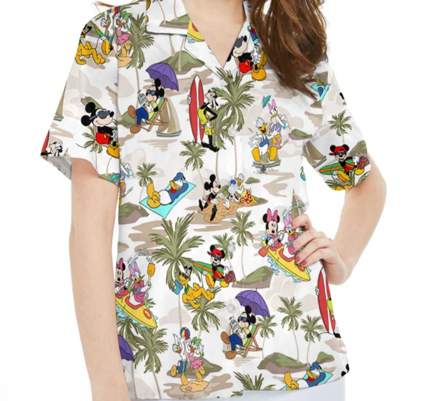 Retro Mickey Friends Summer Beach Palm Tree Hawaiian Shirt- 406TTHS152