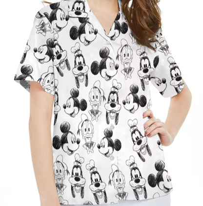 Mickey And Friends Sketch Art Hawaiian Shirt- 406TTHS167