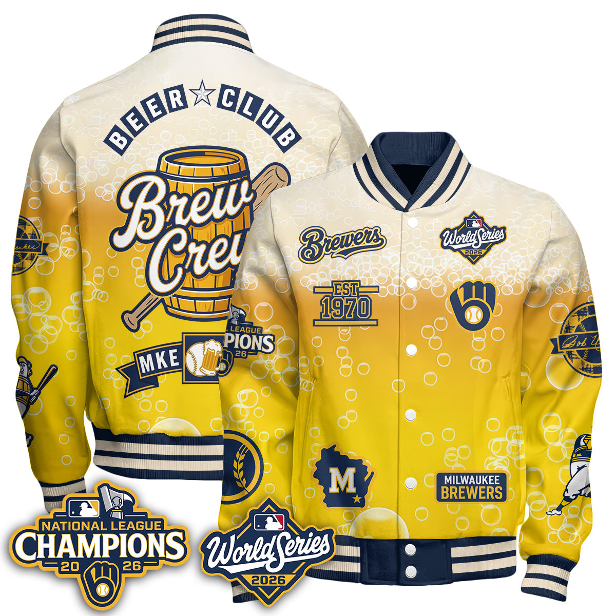 MIL NL Champions x Brew Crew Limited Edition Varsity Jacket - Printed (tt)